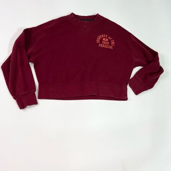 Under Armour Sweatshirt Women's Medium Project Rock Fleece Crew Cropped Rib Trim - Picture 1 of 9